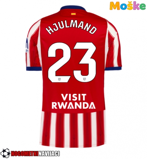 Moške Nogometnih dresov Atletico Madrid Morten Hjulmand #23 Domači 2026-27 Kratki rokavi Moške Nogometnih dresov Atletico Madrid Morten Hjulmand #23 Domači 2026-27 Kratki rokavi